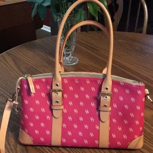 Dooney & Bourke Domed Logo Satchel Handbag Fuschia  Like new in great condition.